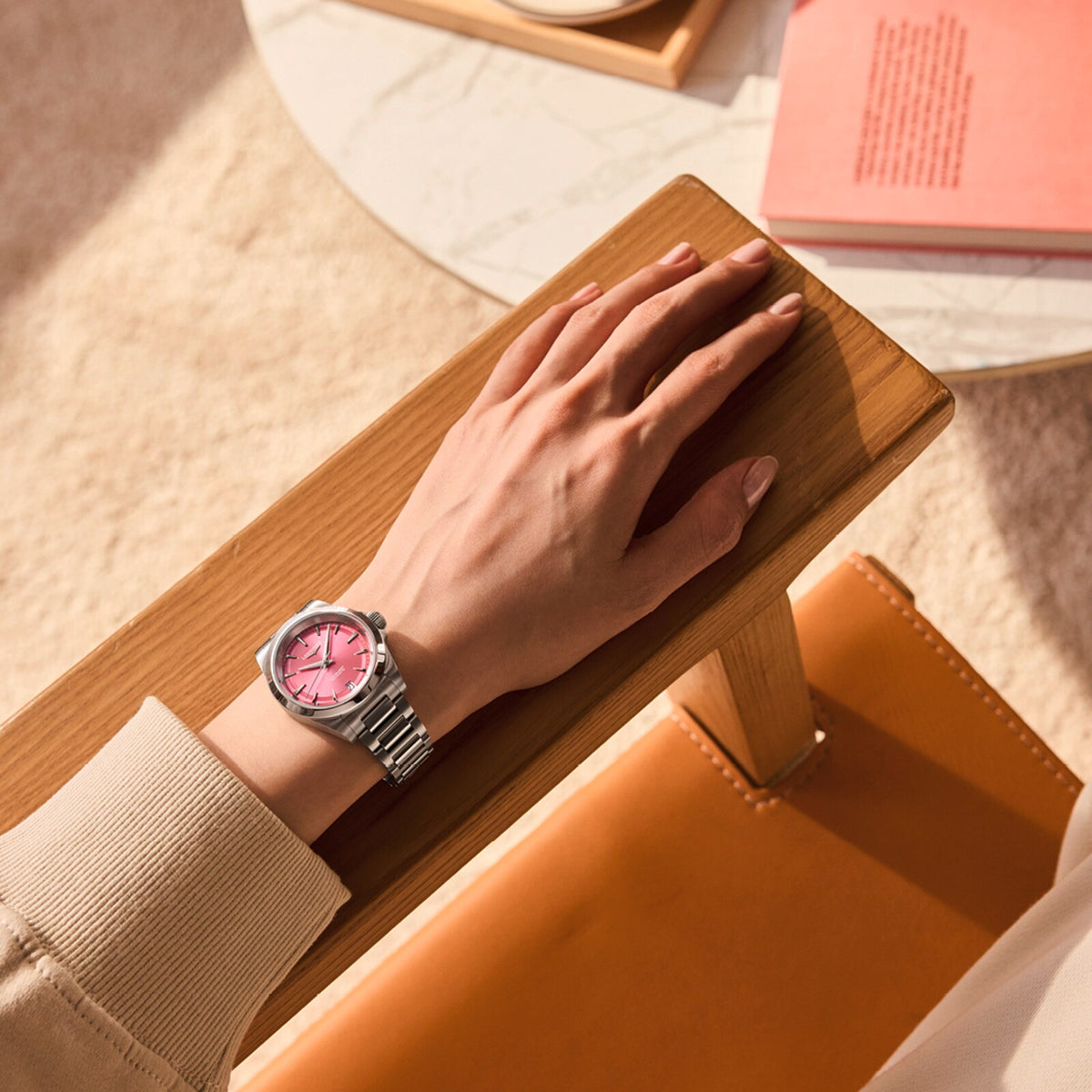[SIMCHA-OFFICIAL-GALLERY:L3.430.4.99.6:05] Longines Conquest 34.00mm Automatic Sunray pink Dial Stainless Steel Bracelet Watch — official gallery view 5