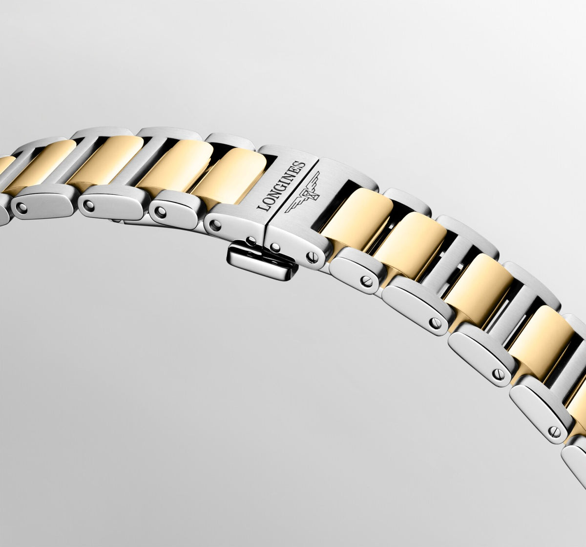 [SIMCHA-OFFICIAL-GALLERY:L3.460.3.12.7:06] Longines Conquest 34.00mm Quartz White sandblasted Dial Yellow Stainless Steel Bracelet Watch — official gallery view 6