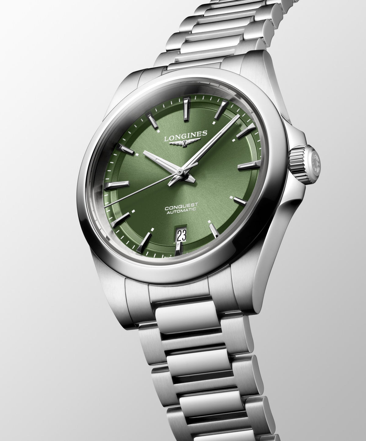 [SIMCHA-OFFICIAL-GALLERY:L3.720.4.02.6:04] Longines Conquest 38.00mm Automatic Sunray green Dial Stainless Steel Bracelet Watch — official gallery view 4