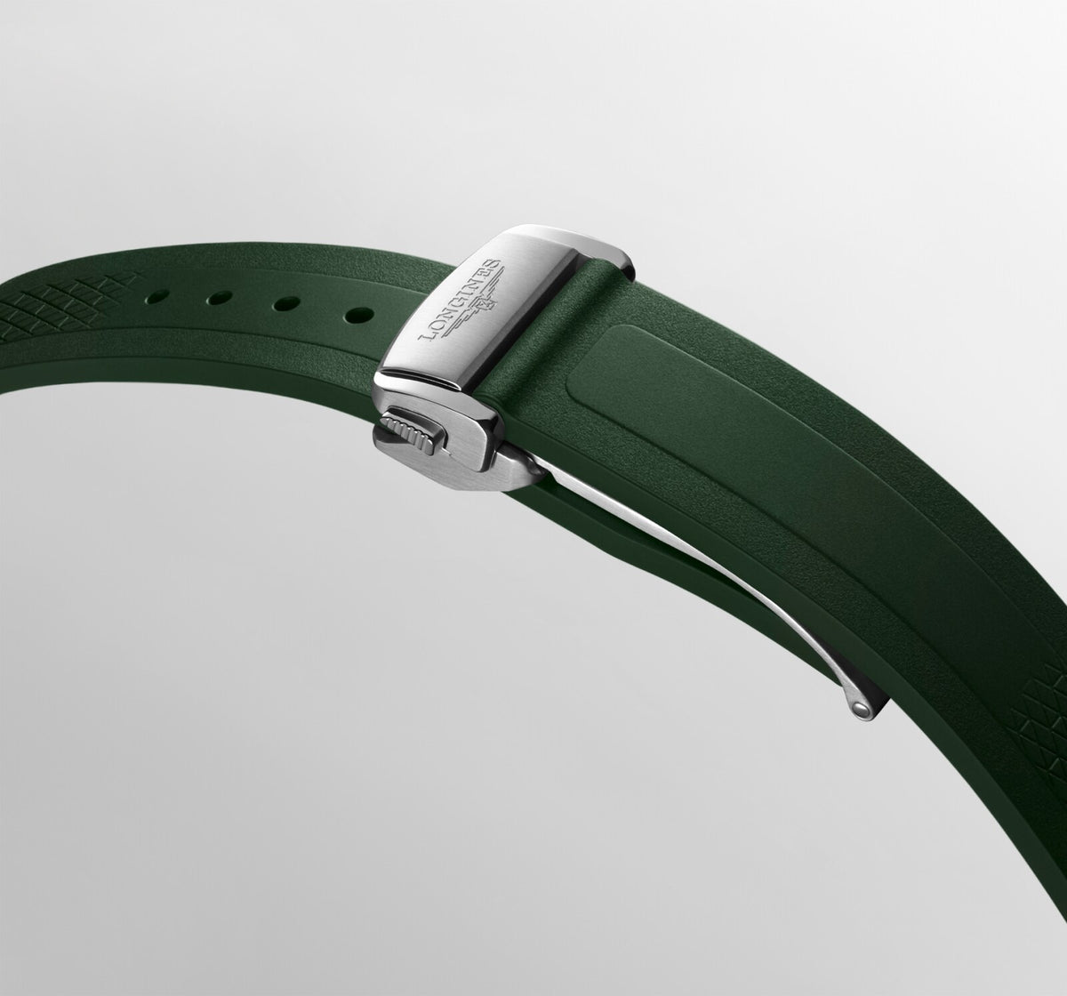 [SIMCHA-OFFICIAL-GALLERY:L3.720.4.02.9:06] Longines Conquest 38.00mm Automatic Sunray green Dial Green Rubber Strap Watch — official gallery view 6