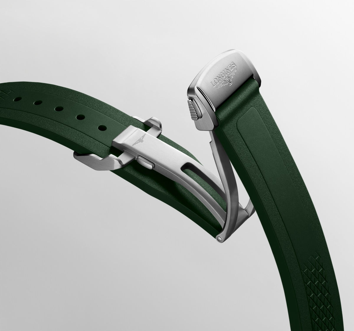 [SIMCHA-OFFICIAL-GALLERY:L3.720.4.02.9:07] Longines Conquest 38.00mm Automatic Sunray green Dial Green Rubber Strap Watch — official gallery view 7