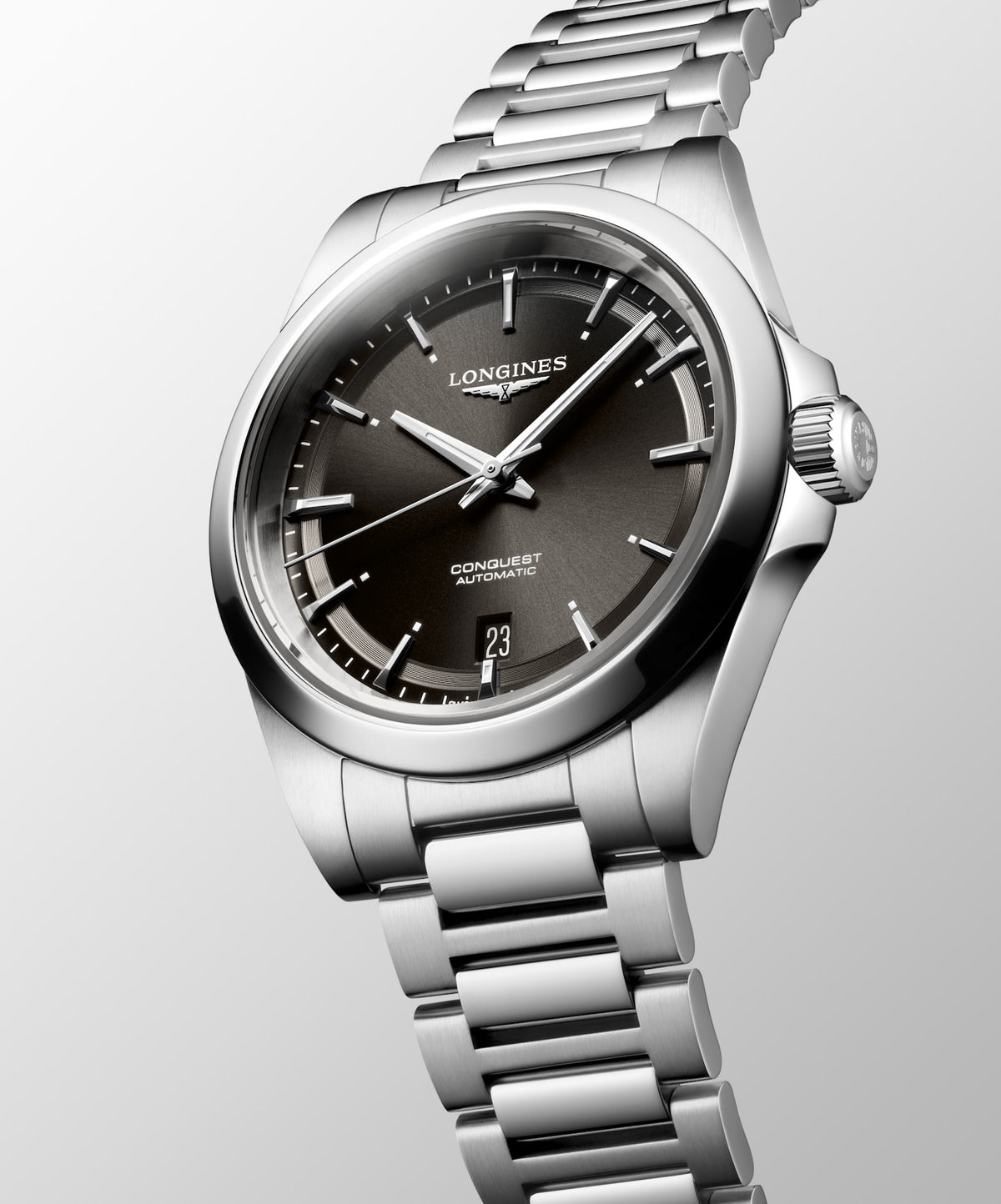 Longines Conquest 38.00mm Automatic Sunray black Dial Stainless Steel Bracelet Watch