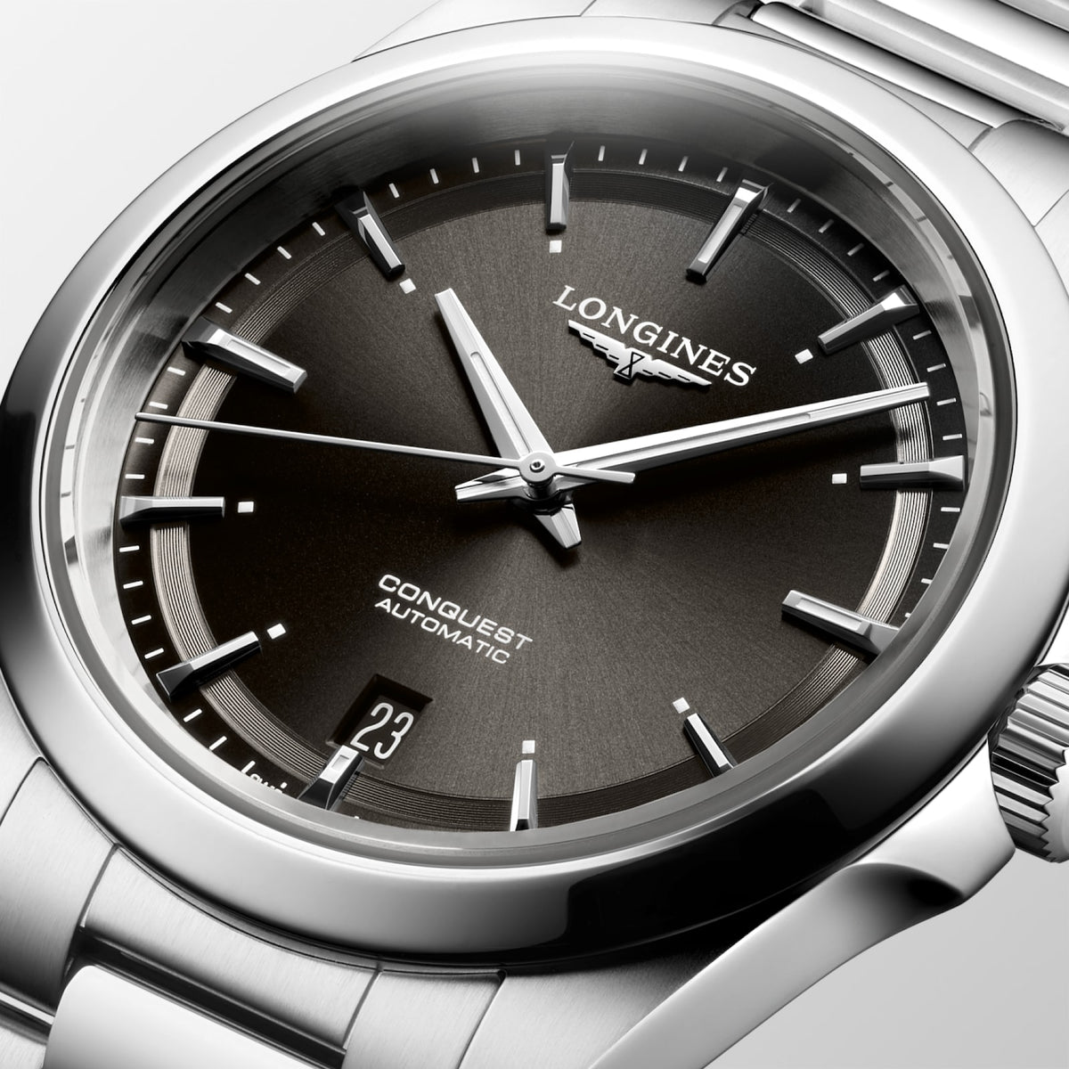Longines Conquest 38.00mm Automatic Sunray black Dial Stainless Steel Bracelet Watch