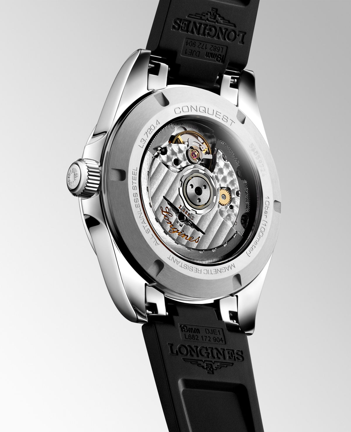 [SIMCHA-OFFICIAL-GALLERY:L3.720.4.52.9:05] Longines Conquest 38.00mm Automatic Sunray black Dial Black Rubber Strap Watch — official gallery view 5