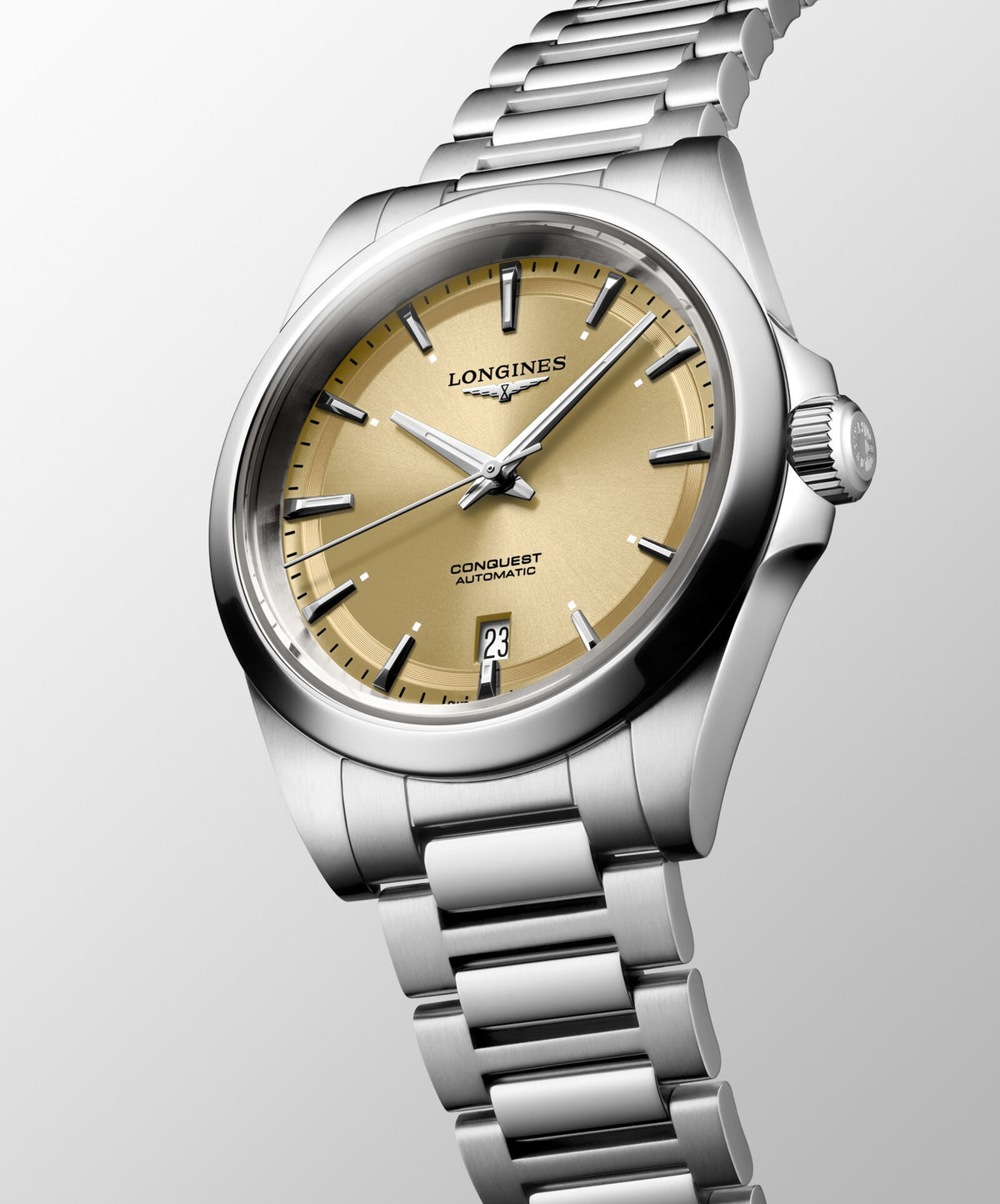 [SIMCHA-OFFICIAL-GALLERY:L3.720.4.62.6:04] Longines Conquest 38.00mm Automatic Sunray Gilt Dial Stainless Steel Bracelet Watch — official gallery view 4