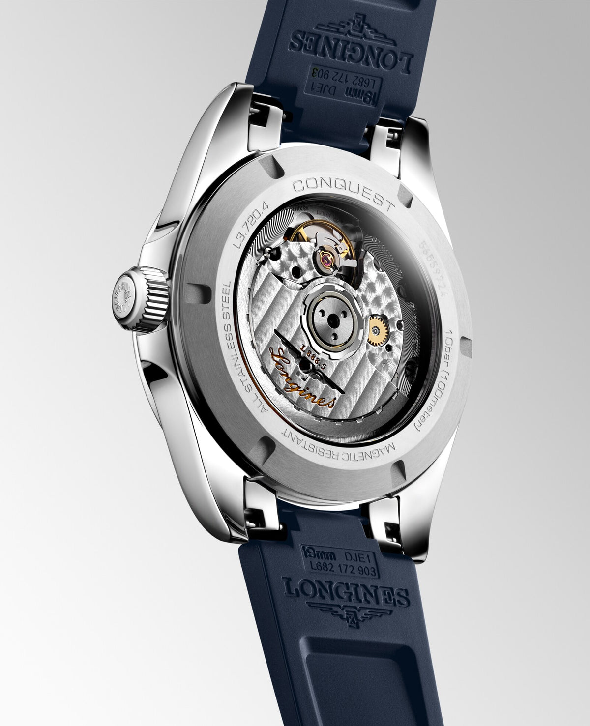 [SIMCHA-OFFICIAL-GALLERY:L3.720.4.92.9:05] Longines Conquest 38.00mm Automatic Sunray blue Dial Blue Rubber Strap Watch — official gallery view 5