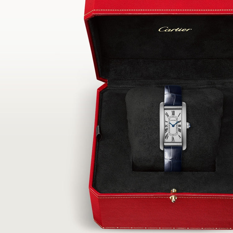 Cartier Tank 35.4 x 19.4mm Quartz satin-brushed Dial Alligator Strap Watch