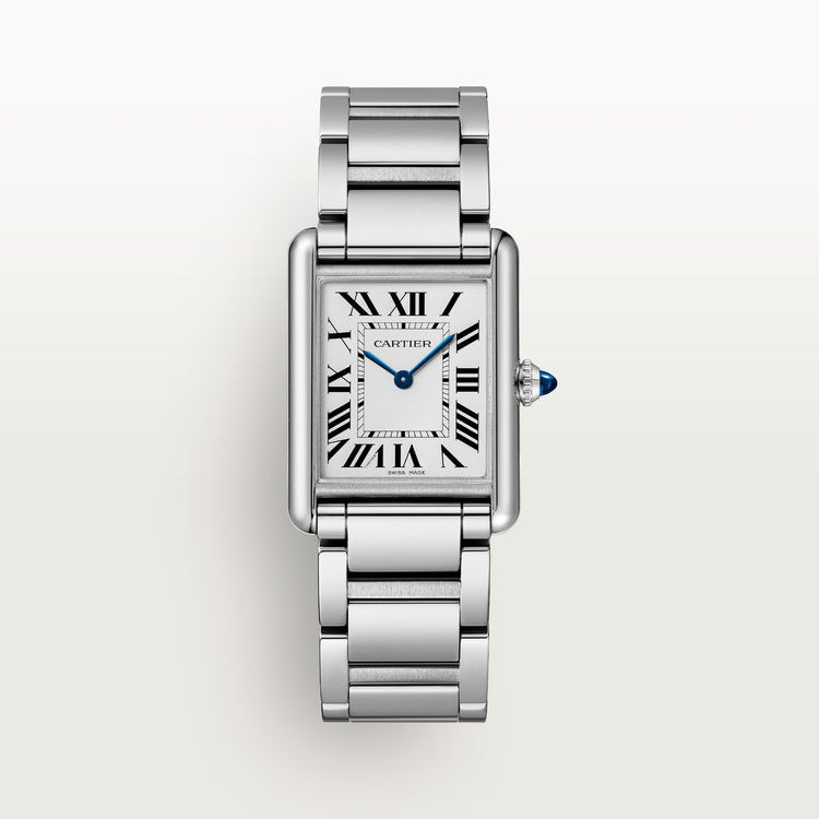 Cartier Tank 33.7 x 25.5mm Quartz Silvered Dial Steel Bracelet Watch