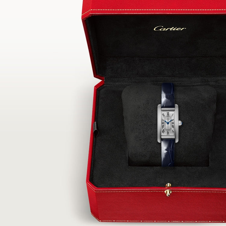 Cartier Tank 27.9 x 15.2mm Quartz sunray Dial Alligator Strap Watch