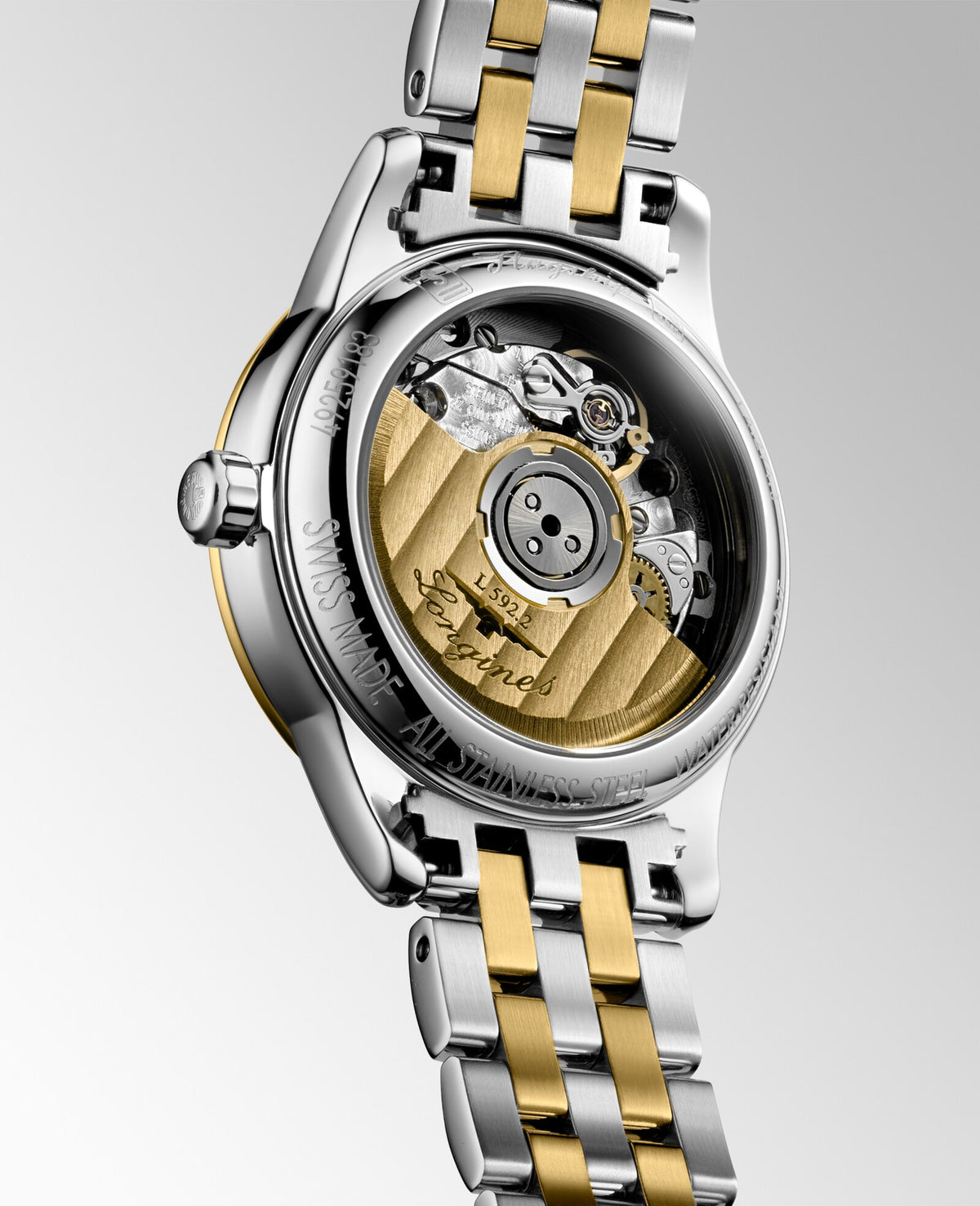 [SIMCHA-OFFICIAL-GALLERY:L4.274.3.21.7:05] Longines Flagship Classic 26.00mm Automatic White matt Dial Yellow Stainless Steel Bracelet Watch — official gallery view 5