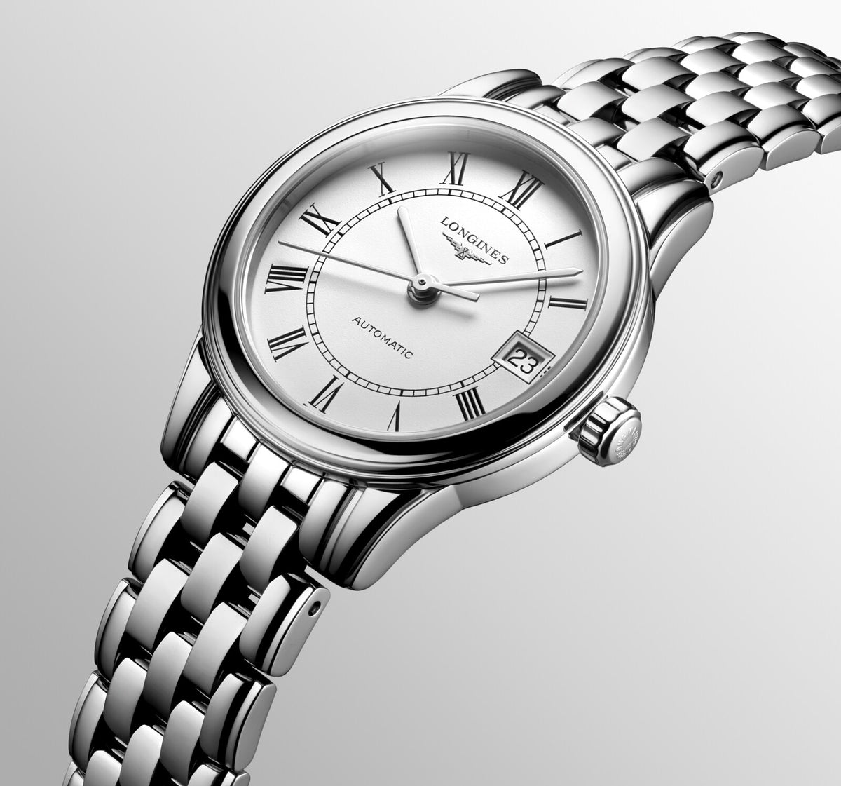 [SIMCHA-OFFICIAL-GALLERY:L4.274.4.21.6:05] Longines Flagship Classic 26.00mm Automatic White matt Dial Stainless Steel Bracelet Watch — official gallery view 5