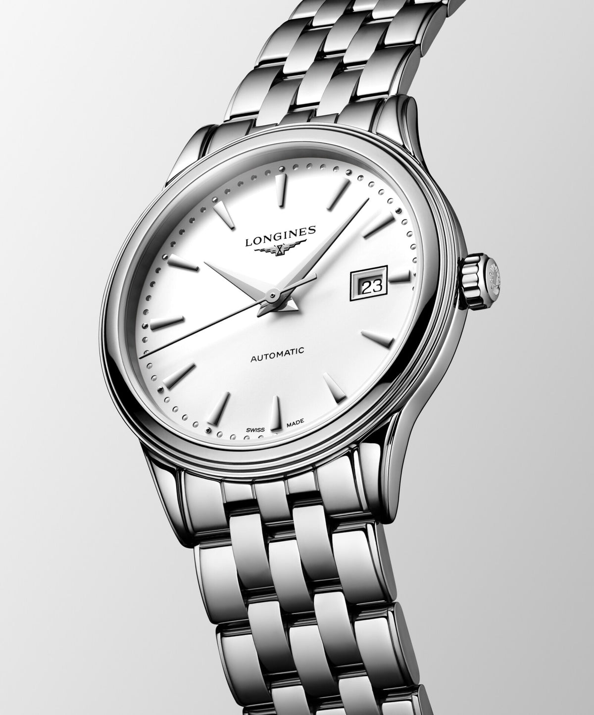 [SIMCHA-OFFICIAL-GALLERY:L4.374.4.18.6:04] Longines Flagship Classic 30.00mm Automatic White matt Dial Stainless Steel Bracelet Watch — official gallery view 4