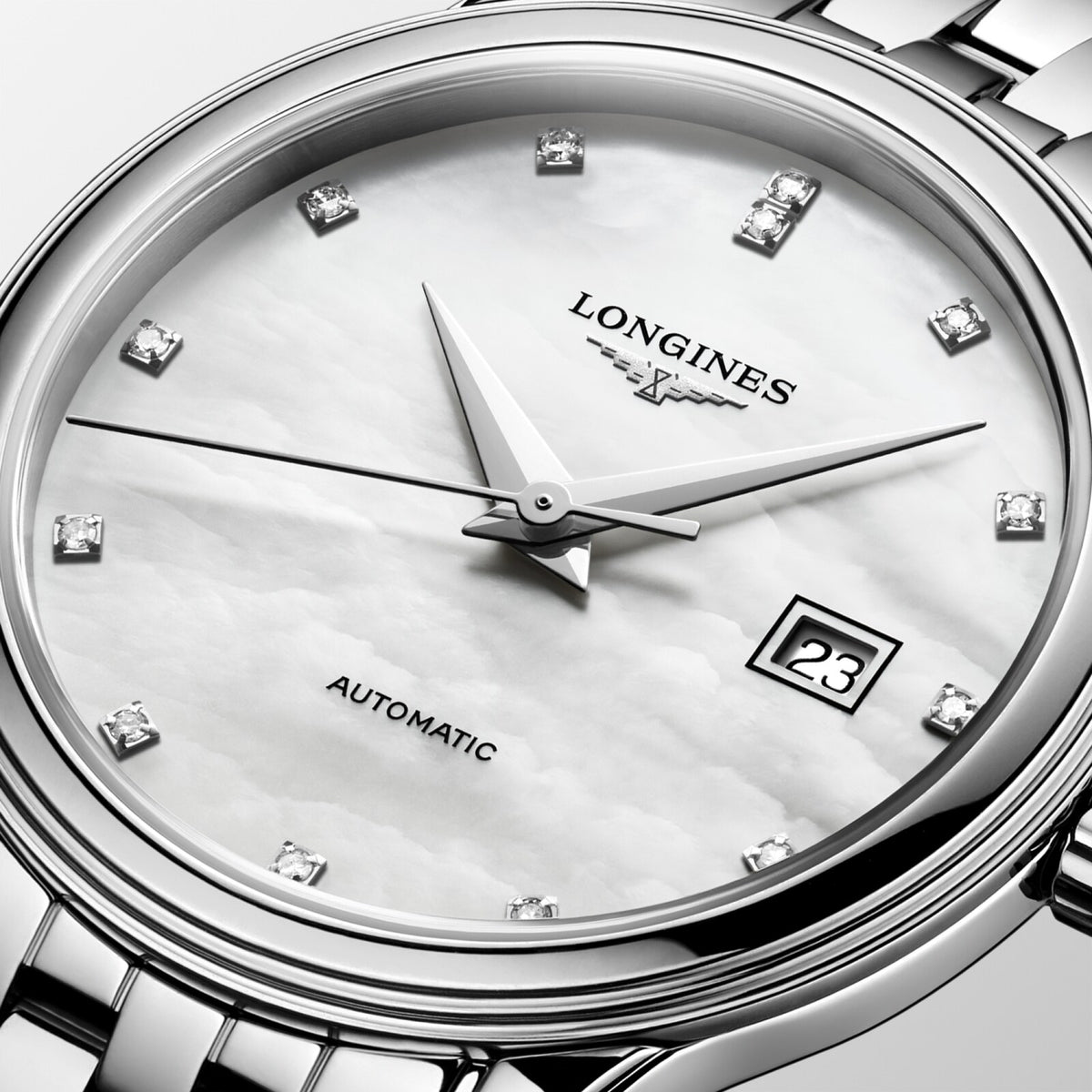 [SIMCHA-OFFICIAL-GALLERY:L4.374.4.88.6:02] Longines Flagship Classic 30.00mm Automatic White mother-of-pearl Dial Stainless Steel Bracelet Watch — official gallery view 2