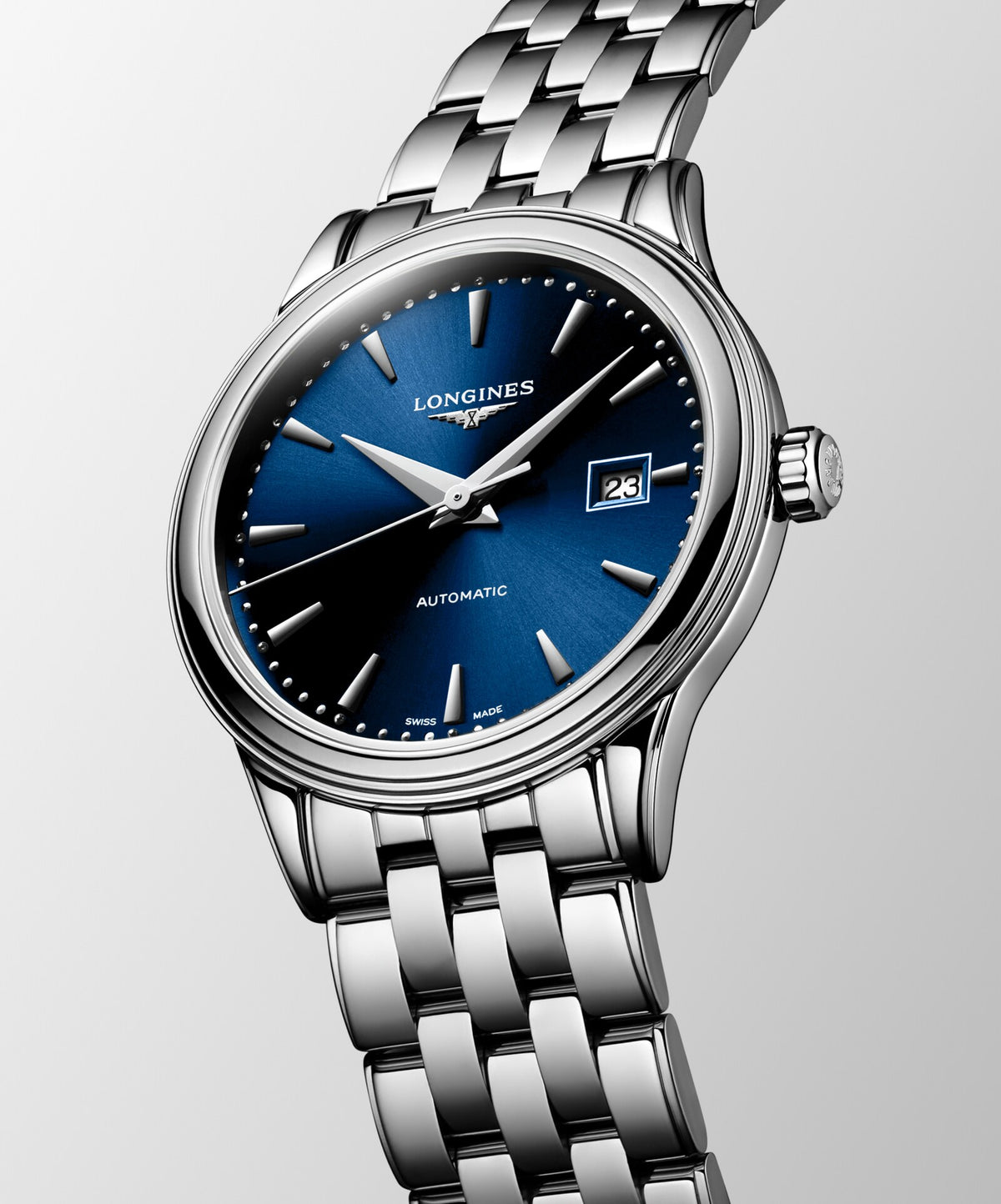 [SIMCHA-OFFICIAL-GALLERY:L4.374.4.98.6:04] Longines Flagship Classic 30.00mm Automatic Sunray blue Dial Stainless Steel Bracelet Watch — official gallery view 4