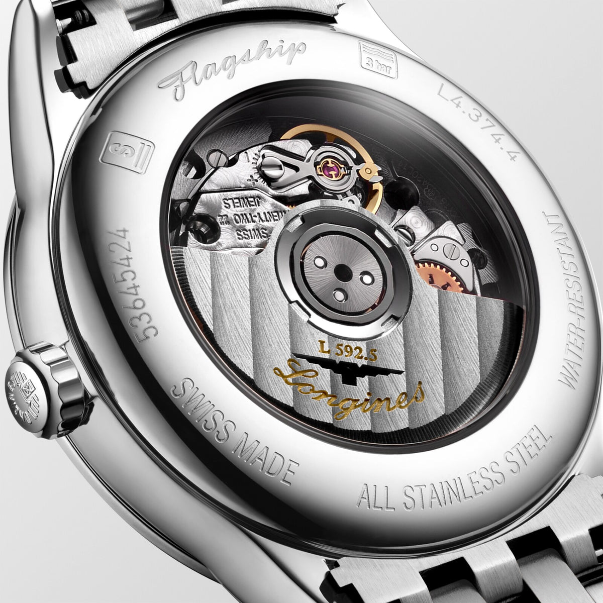 [SIMCHA-OFFICIAL-GALLERY:L4.374.4.98.6:03] Longines Flagship Classic 30.00mm Automatic Sunray blue Dial Stainless Steel Bracelet Watch — official gallery view 3