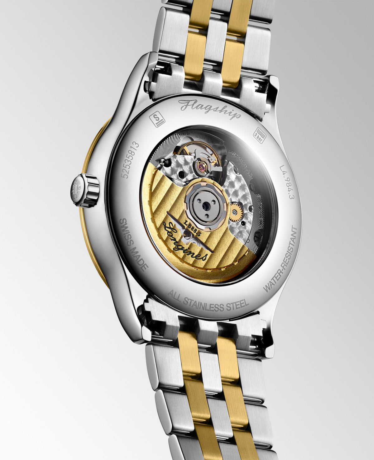 [SIMCHA-OFFICIAL-GALLERY:L4.984.3.20.7:05] Longines Flagship Classic 40.00mm Automatic White matt Dial Yellow Stainless Steel Bracelet Watch — official gallery view 5