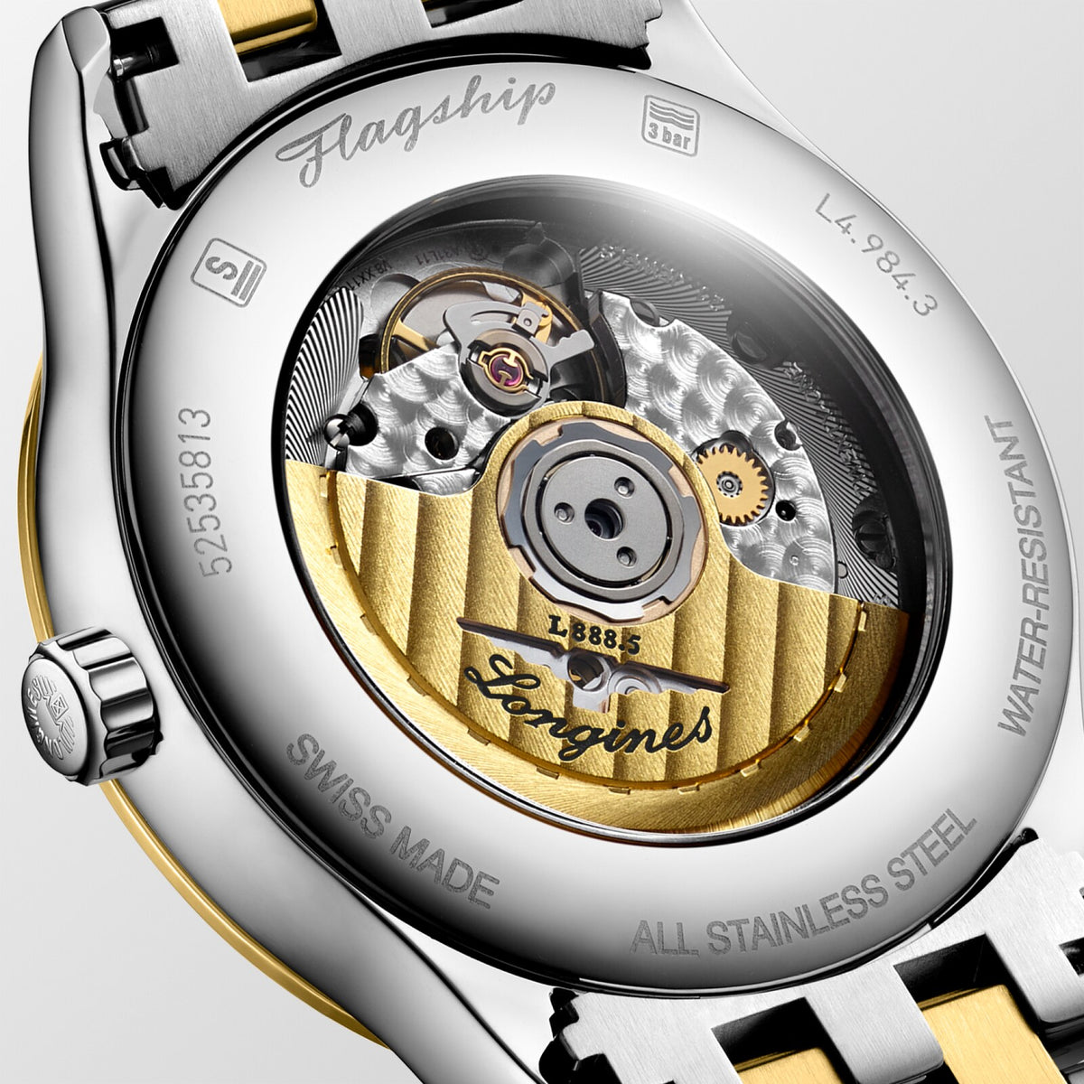 [SIMCHA-OFFICIAL-GALLERY:L4.984.3.30.7:02] Longines Flagship Classic 40.00mm Automatic Gilt Dial Yellow Stainless Steel Bracelet Watch — official gallery view 2