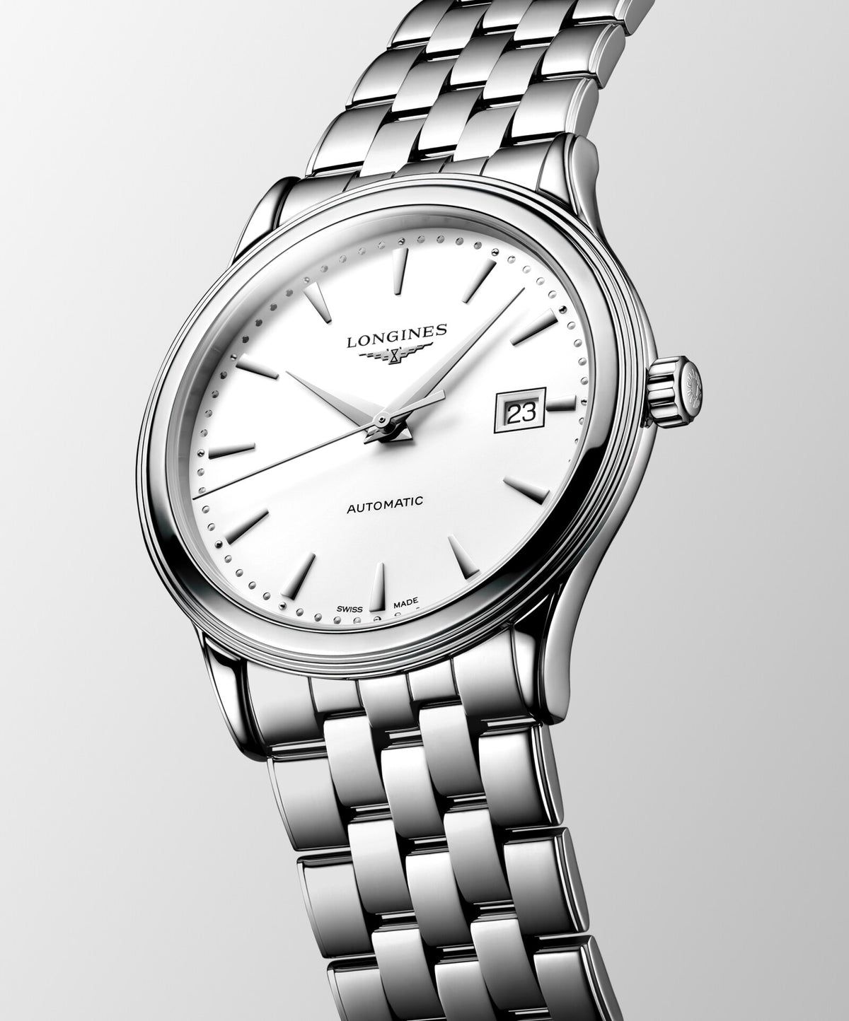 [SIMCHA-OFFICIAL-GALLERY:L4.984.4.18.6:03] Longines Flagship Classic 40.00mm Automatic White matt Dial Stainless Steel Bracelet Watch — official gallery view 3