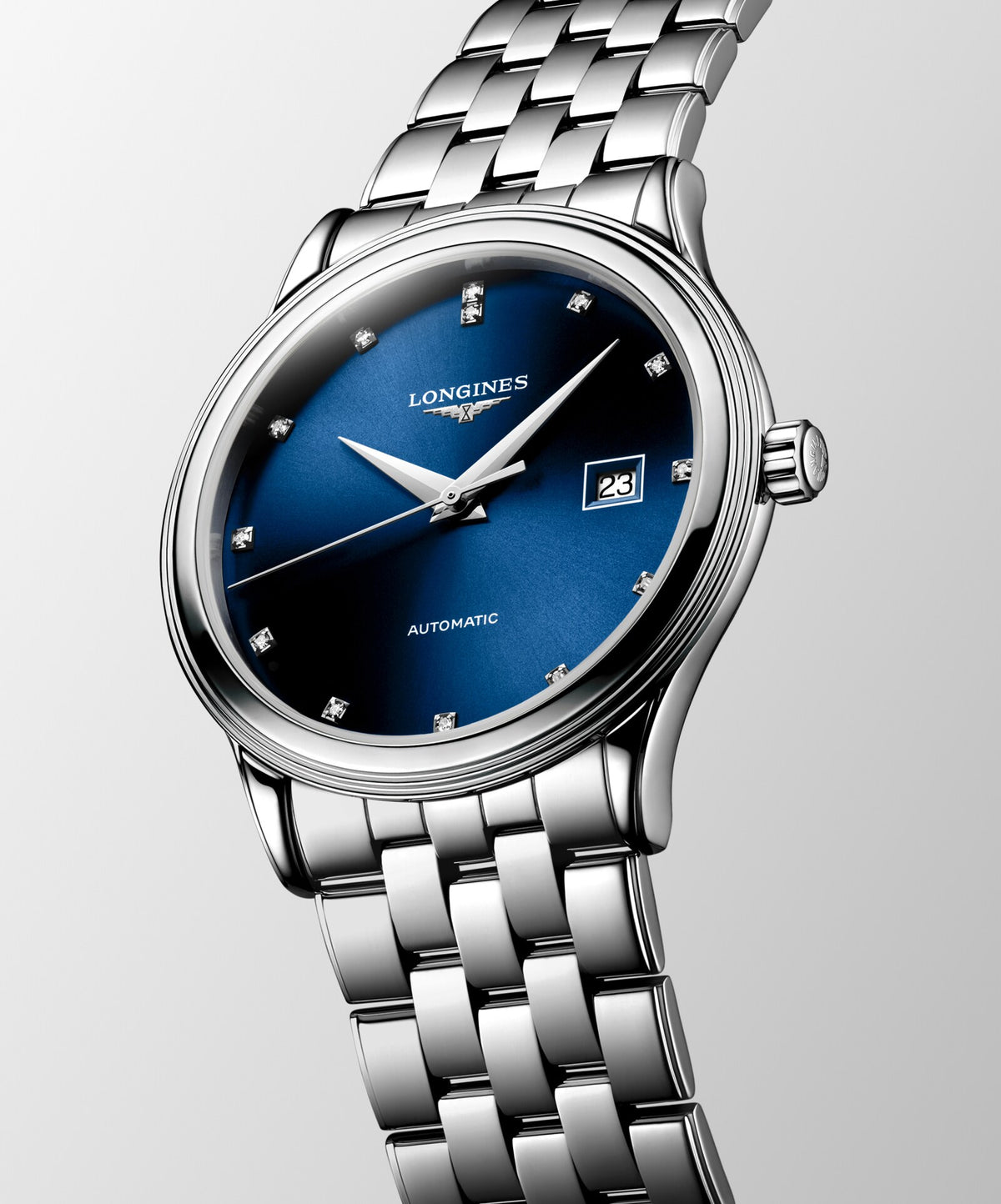 [SIMCHA-OFFICIAL-GALLERY:L4.984.4.97.6:03] Longines Flagship Classic 40.00mm Automatic Sunray blue Dial Stainless Steel Bracelet Watch — official gallery view 3