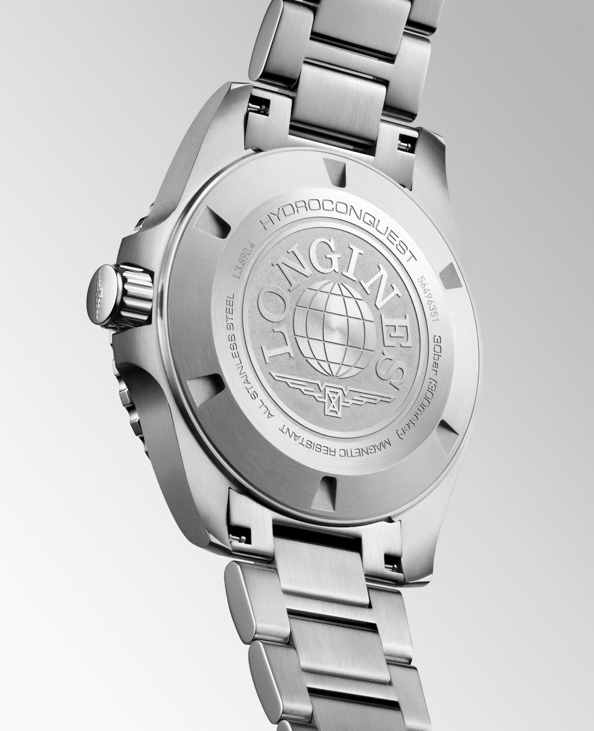 [SIMCHA-TOP500:LONGINES:L3.890.4.06.6:05] HYDROCONQUEST GMT L3.890.4.06.6 Automatic, Stainless steel and ceramic bezel, Sunray green, Bracelet Watch - Watch back