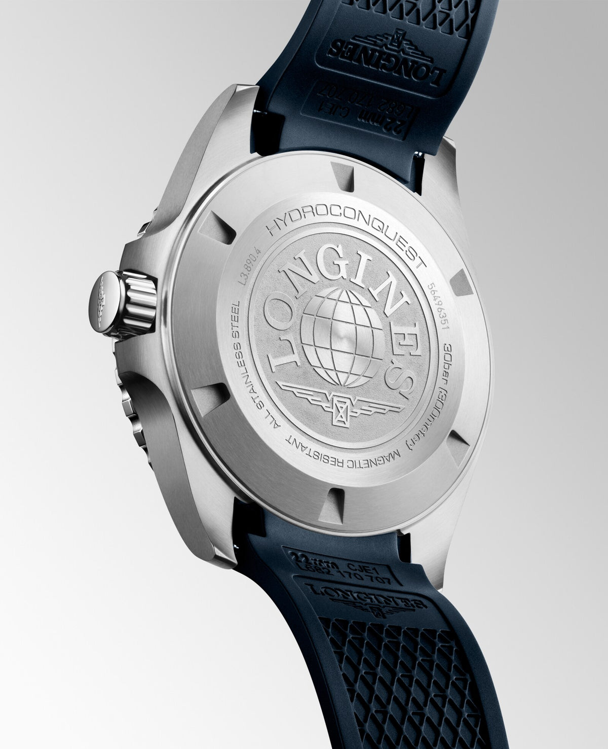 [SIMCHA-TOP500:LONGINES:L3.890.4.96.9:05] HYDROCONQUEST GMT L3.890.4.96.9 Automatic, Stainless steel and ceramic bezel, Sunray blue, Strap Watch - Watch back
