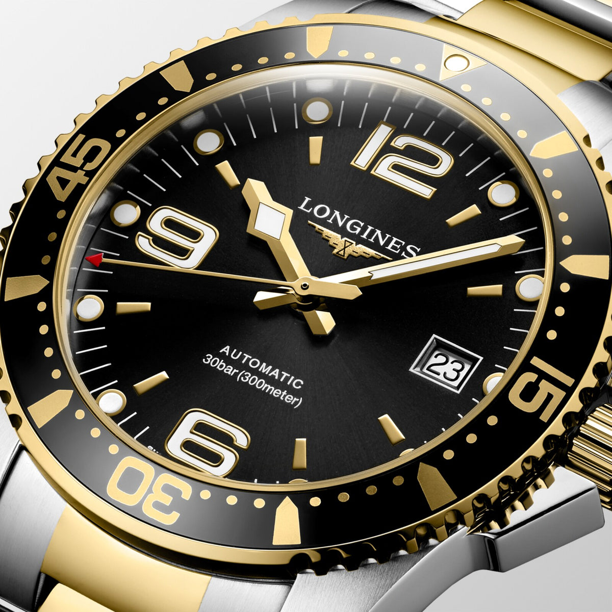 [SIMCHA-OFFICIAL-GALLERY:L3.742.3.56.7:02] Longines HydroConquest 41.00mm Automatic Sunray black Dial Yellow Stainless Steel Bracelet Watch — official gallery view 2
