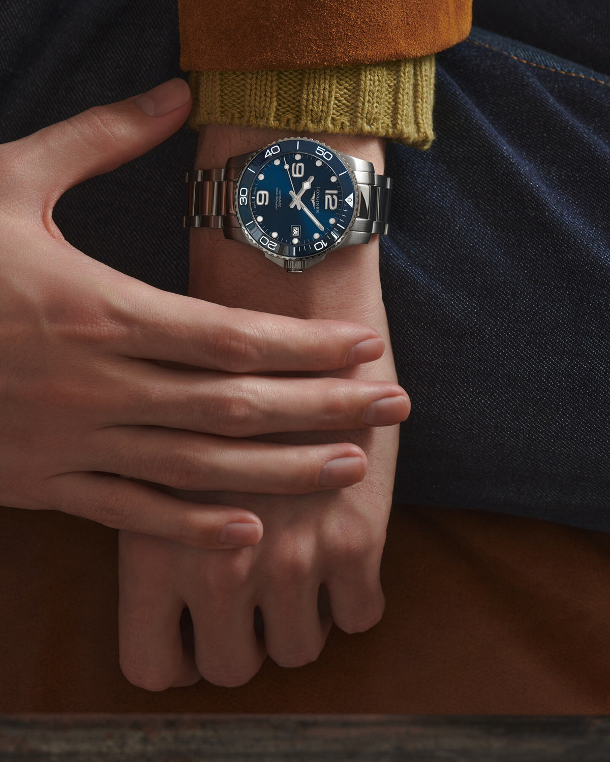 [SIMCHA-OFFICIAL-GALLERY:L3.780.4.96.6:08] Longines HydroConquest 39.00mm Automatic Sunray blue Dial Stainless Steel Bracelet Watch — official gallery view 8