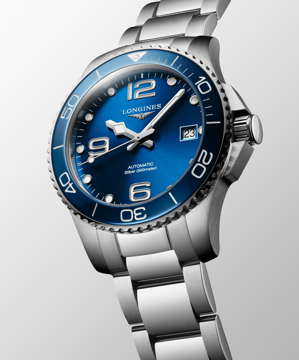 [SIMCHA-OFFICIAL-GALLERY:L3.780.4.96.6:06] Longines HydroConquest 39.00mm Automatic Sunray blue Dial Stainless Steel Bracelet Watch — official gallery view 6