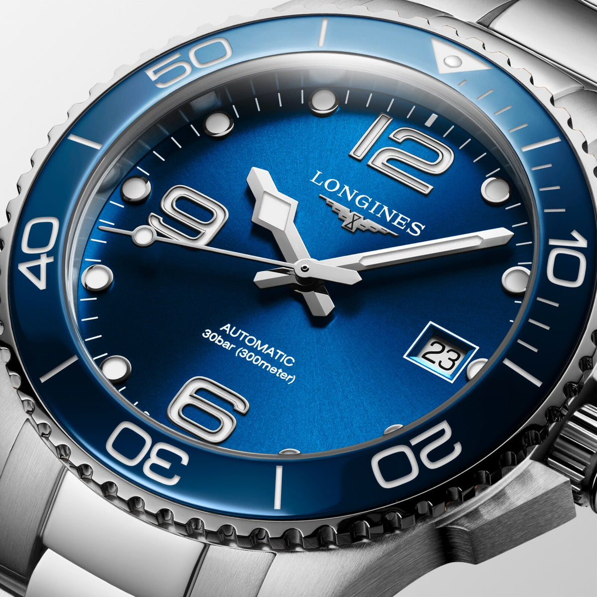 [SIMCHA-OFFICIAL-GALLERY:L3.780.4.96.6:02] Longines HydroConquest 39.00mm Automatic Sunray blue Dial Stainless Steel Bracelet Watch — official gallery view 2