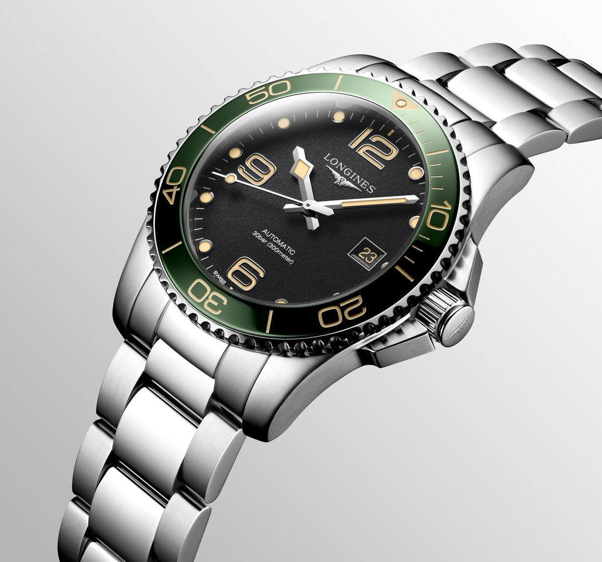[SIMCHA-OFFICIAL-GALLERY:L3.781.4.05.6:10] Longines HydroConquest 41.00mm Automatic Black Dial Stainless Steel Bracelet Watch — official gallery view 10