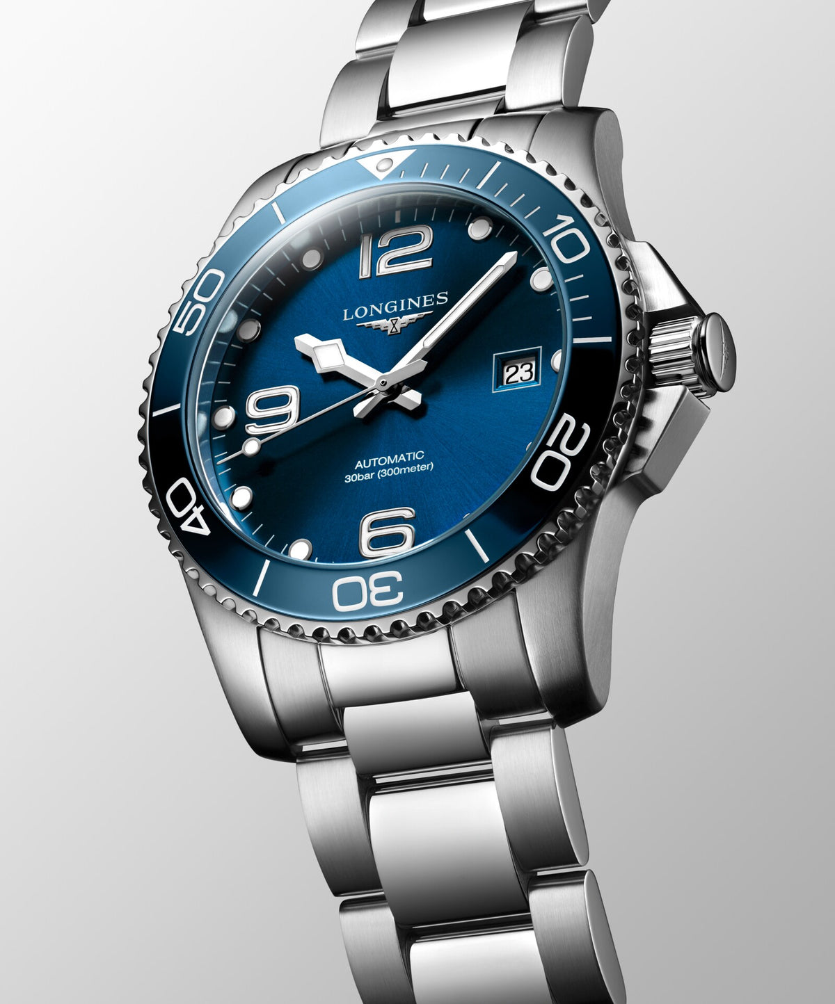 [SIMCHA-OFFICIAL-GALLERY:L3.781.4.96.6:06] Longines HydroConquest 41.00mm Automatic Sunray blue Swiss Super-LumiNova® Dial Stainless Steel Bracelet Watch — official gallery view 6
