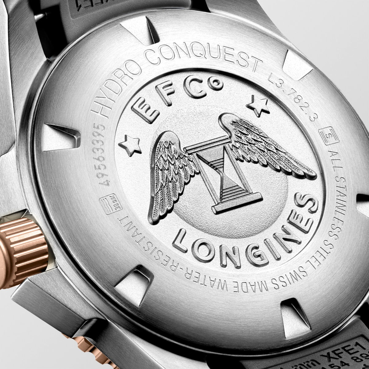 [SIMCHA-OFFICIAL-GALLERY:L3.782.3.78.9:04] Longines HydroConquest 43.00mm Automatic Sunray grey Dial Grey Rubber Strap Watch — official gallery view 4