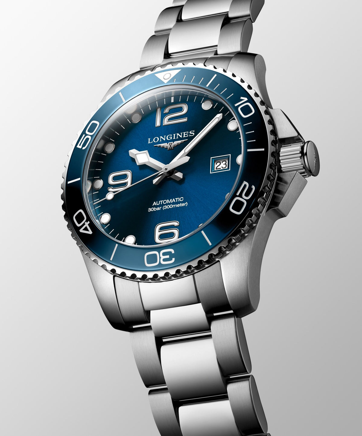 [SIMCHA-OFFICIAL-GALLERY:L3.782.4.96.6:06] Longines HydroConquest 43.00mm Automatic Sunray blue Dial Stainless Steel Bracelet Watch — official gallery view 6