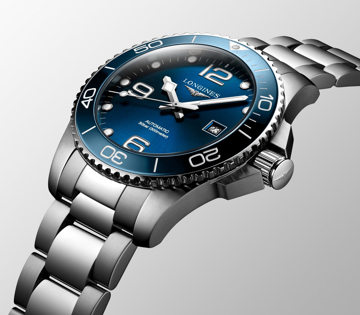 [SIMCHA-OFFICIAL-GALLERY:L3.782.4.96.6:09] Longines HydroConquest 43.00mm Automatic Sunray blue Dial Stainless Steel Bracelet Watch — official gallery view 9