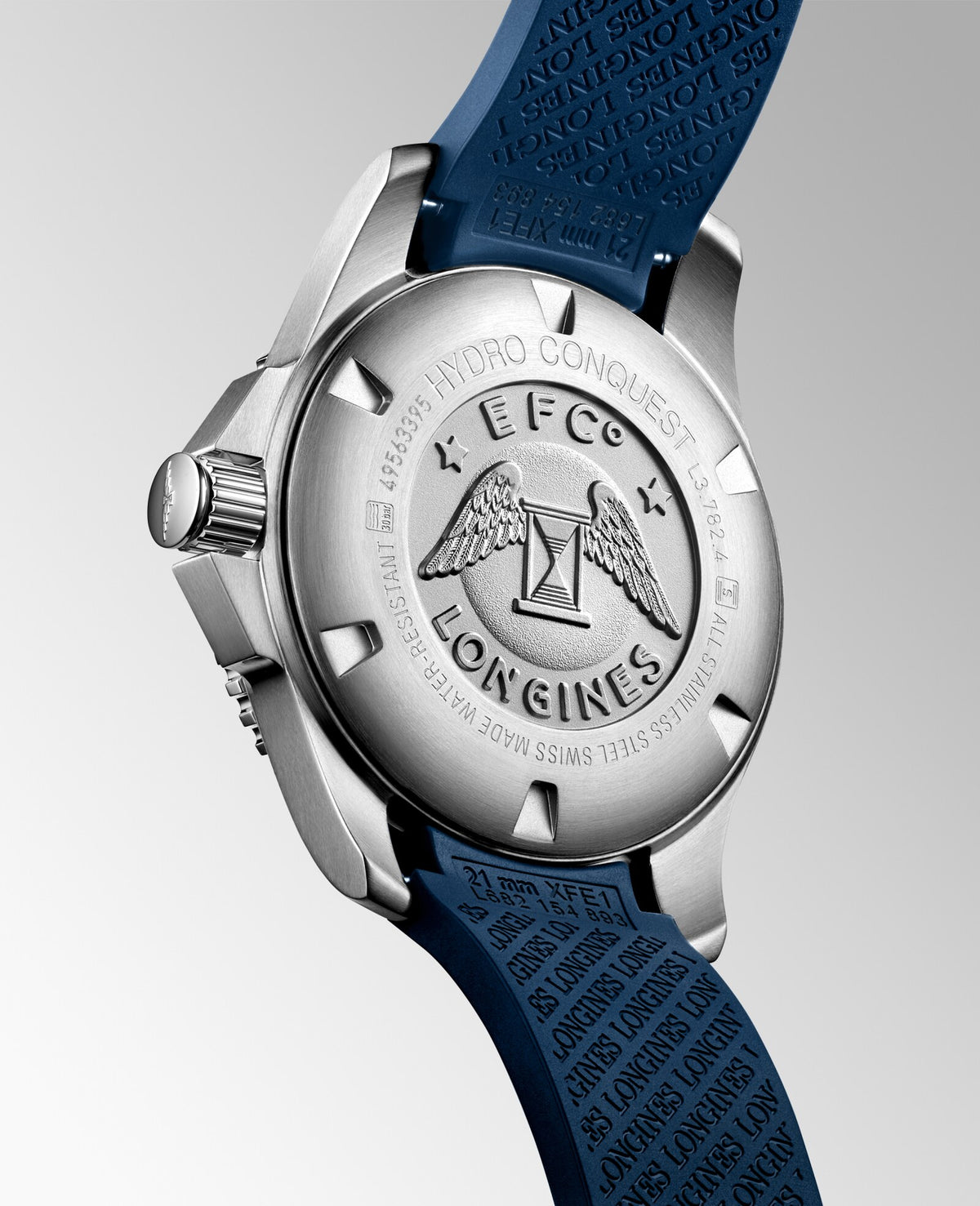 [SIMCHA-OFFICIAL-GALLERY:L3.782.4.96.9:05] Longines HydroConquest 43.00mm Automatic Sunray blue Dial Blue Rubber Strap Watch — official gallery view 5