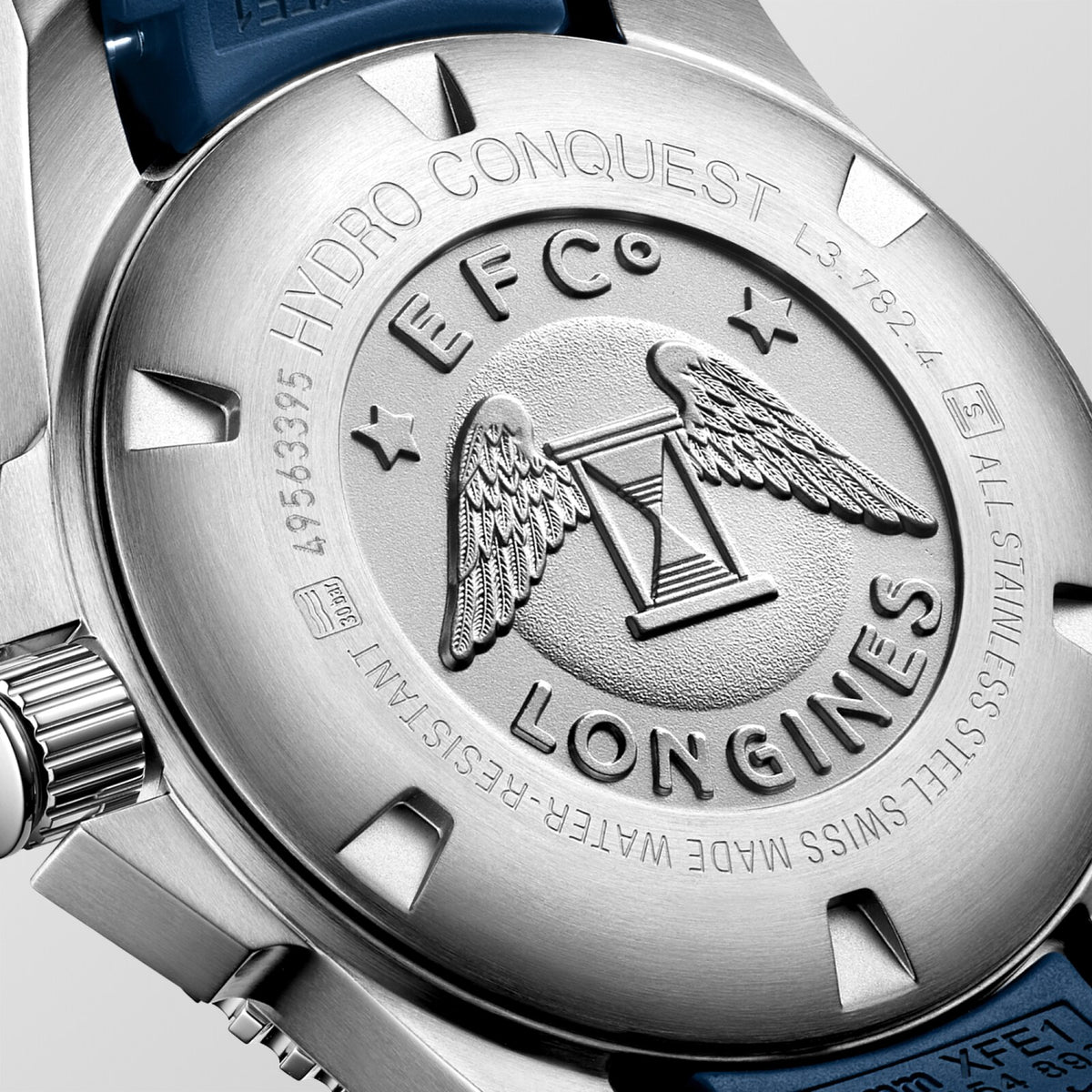 [SIMCHA-OFFICIAL-GALLERY:L3.782.4.96.9:03] Longines HydroConquest 43.00mm Automatic Sunray blue Dial Blue Rubber Strap Watch — official gallery view 3