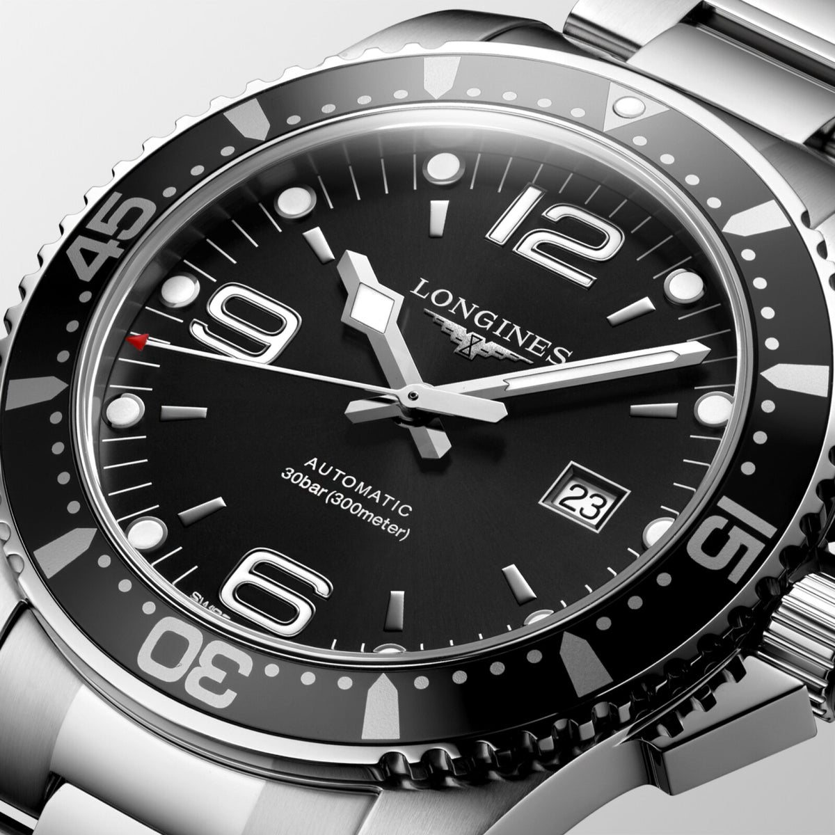 [SIMCHA-OFFICIAL-GALLERY:L3.841.4.56.6:02] Longines HydroConquest 44.00mm Automatic Sunray black Dial Stainless Steel Bracelet Watch — official gallery view 2