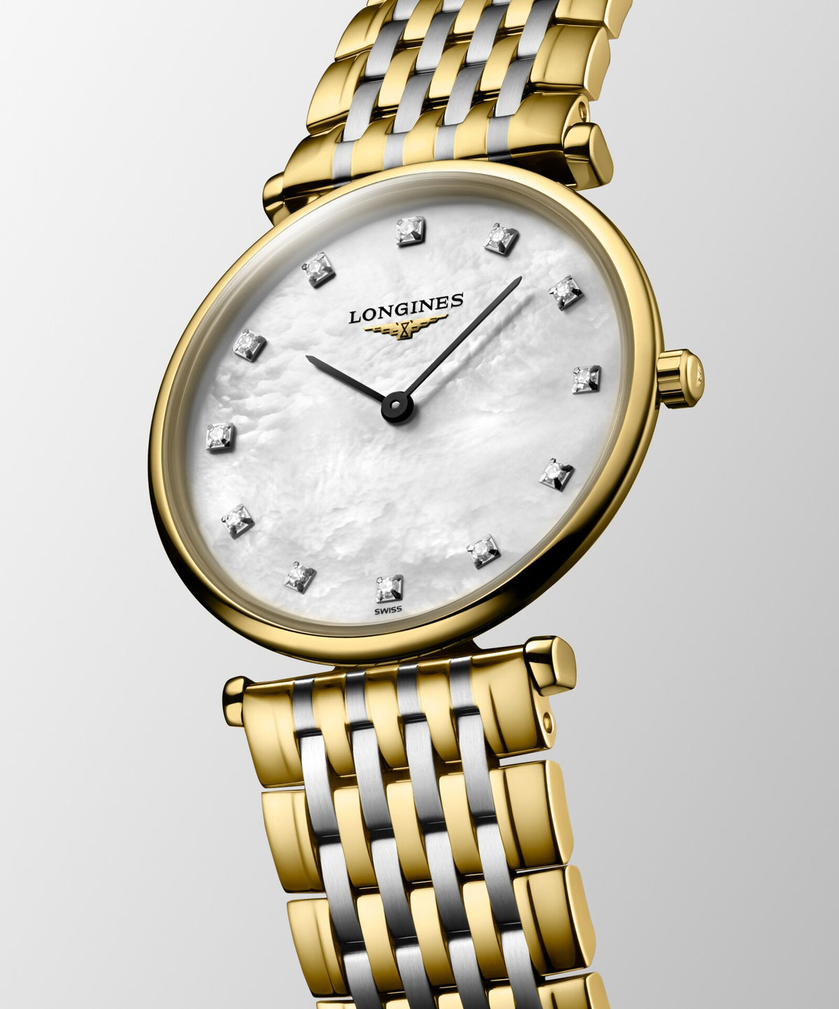 [SIMCHA-OFFICIAL-GALLERY:L4.512.2.87.D:04] Longines La Grande Classique 29.00mm Quartz White mother-of-pearl Dial Yellow Stainless Steel Bracelet Watch — official gallery view 4