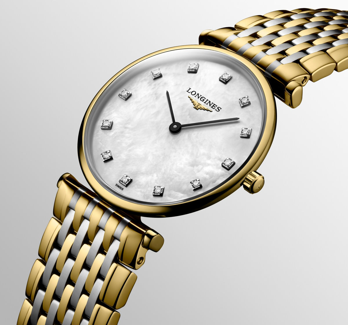 [SIMCHA-OFFICIAL-GALLERY:L4.512.2.87.D:05] Longines La Grande Classique 29.00mm Quartz White mother-of-pearl Dial Yellow Stainless Steel Bracelet Watch — official gallery view 5