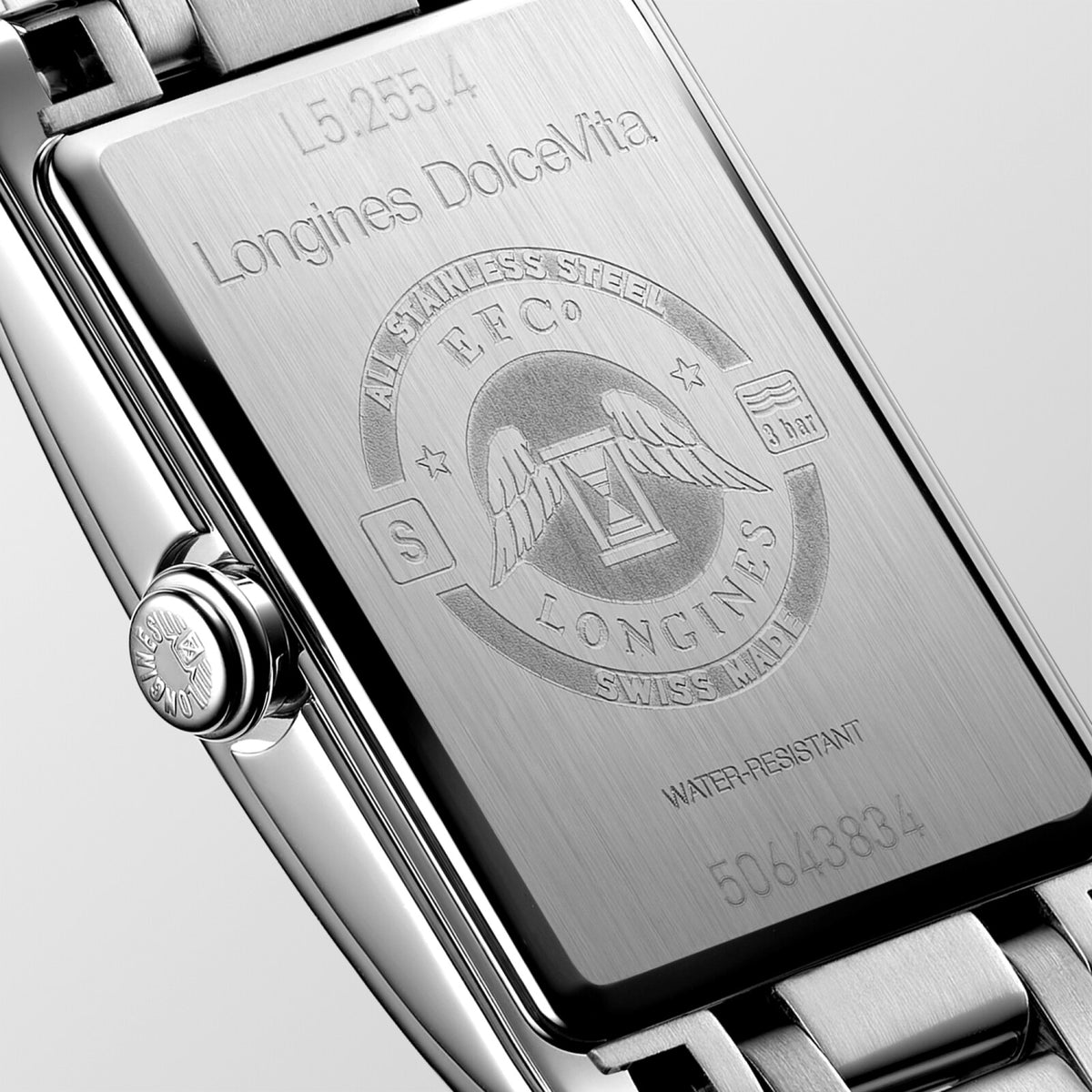 [SIMCHA-OFFICIAL-GALLERY:L5.255.4.75.6:04] Longines DolceVita 20.80 x 32.00mm Quartz White Dial Stainless Steel Bracelet Watch — official gallery view 4