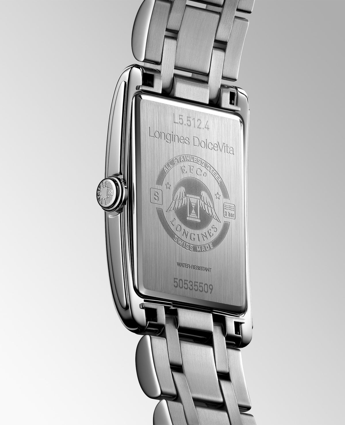 Longines DolceVita 23.30 x 37.00mm Quartz Silver "flinqué" Dial Stainless Steel Bracelet Watch