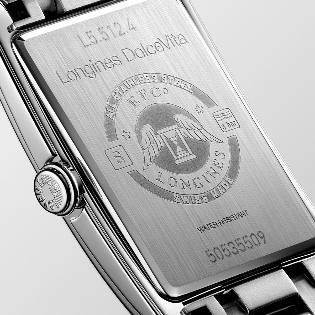 Longines DolceVita 23.30 x 37.00mm Quartz Silver "flinqué" Dial Stainless Steel Bracelet Watch