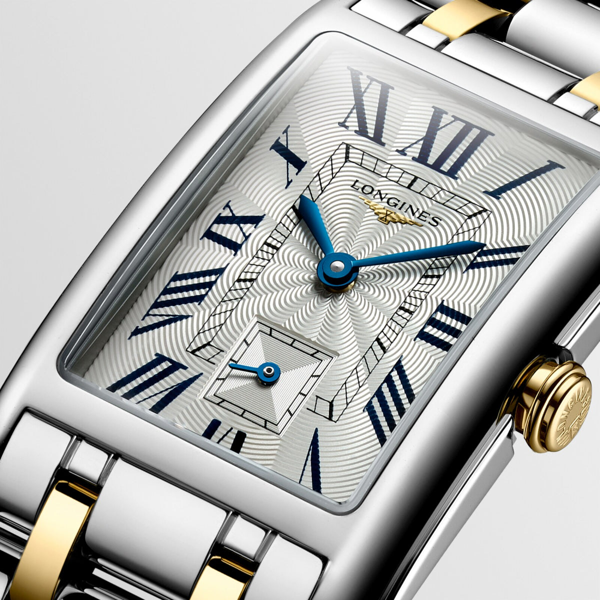 [SIMCHA-OFFICIAL-GALLERY:L5.512.5.70.7:02] Longines DolceVita 23.30 x 37.00mm Quartz Silver "flinqué" Dial Yellow Stainless Steel and Yellow Gold Bracelet Watch — official gallery view 2