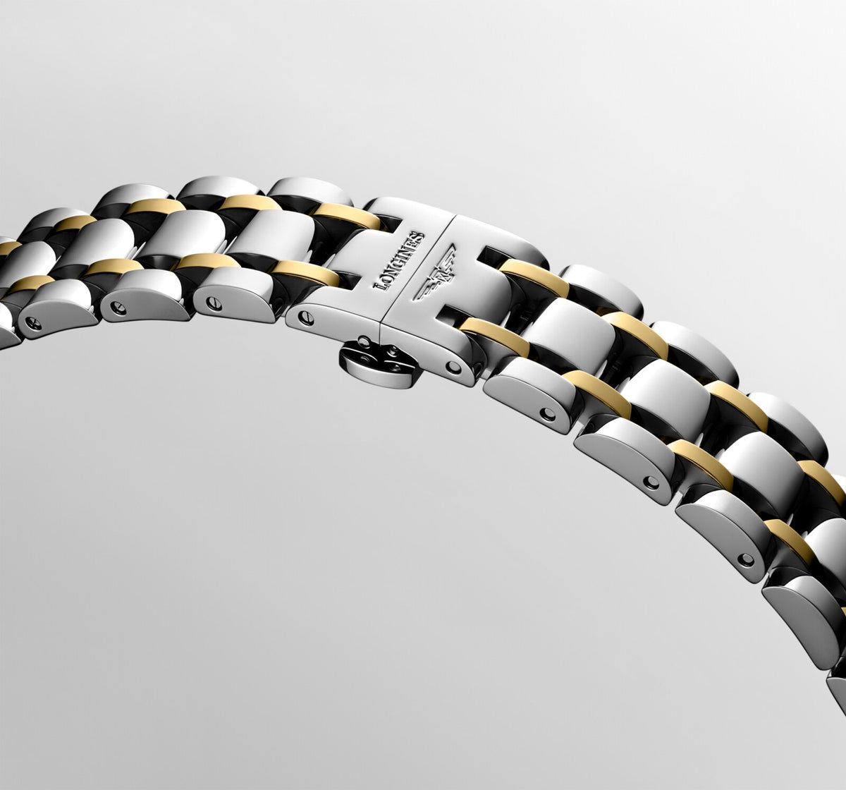 [SIMCHA-OFFICIAL-GALLERY:L5.512.5.70.7:06] Longines DolceVita 23.30 x 37.00mm Quartz Silver "flinqué" Dial Yellow Stainless Steel and Yellow Gold Bracelet Watch — official gallery view 6