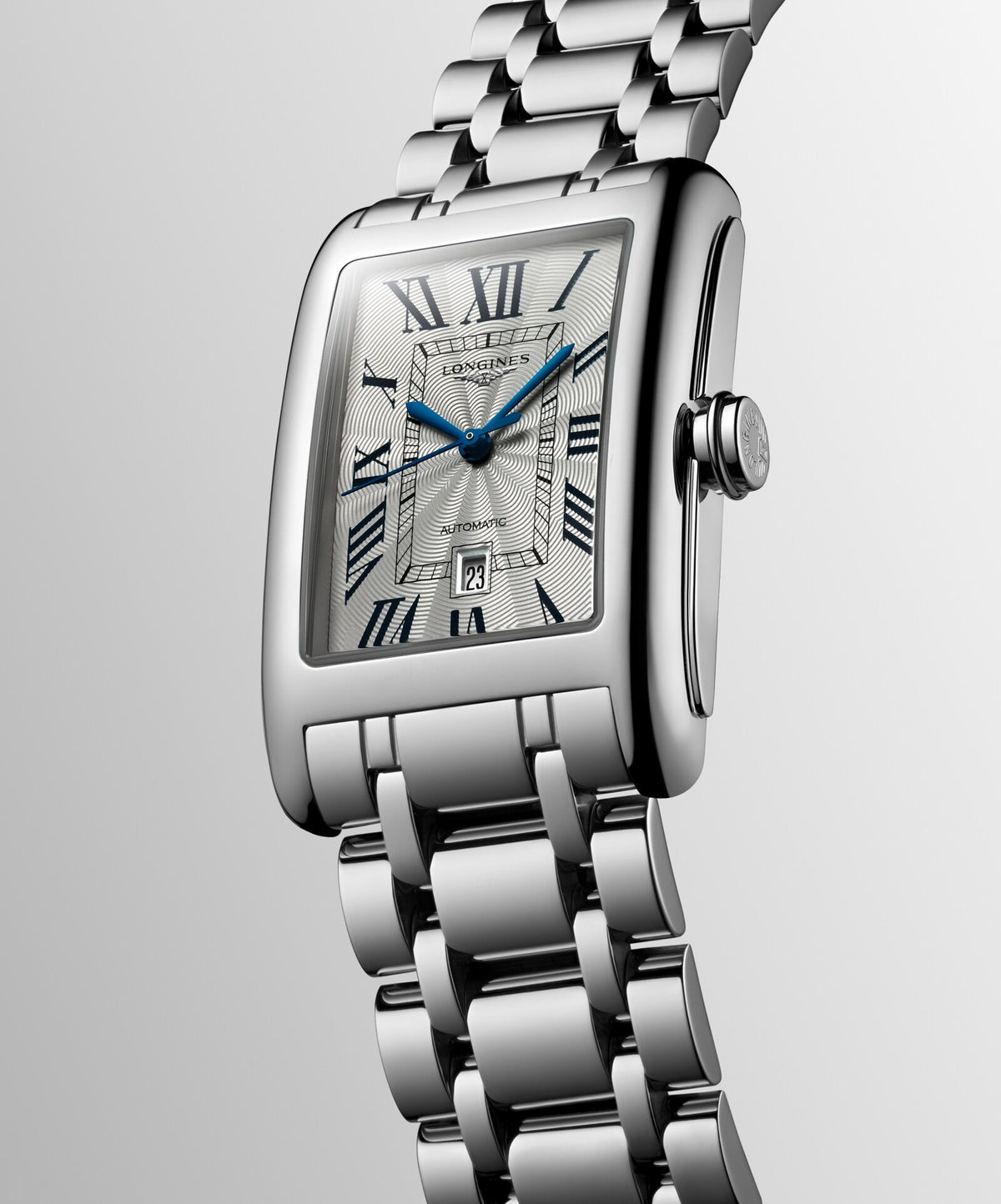 [SIMCHA-OFFICIAL-GALLERY:L5.767.4.71.6:03] Longines DolceVita 28.20 x 47.00mm Automatic Silver "flinqué" Dial Stainless Steel Bracelet Watch — official gallery view 3