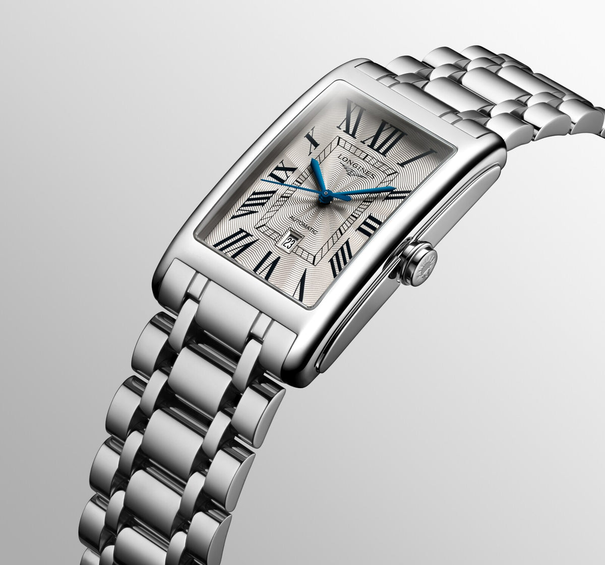 [SIMCHA-OFFICIAL-GALLERY:L5.767.4.71.6:05] Longines DolceVita 28.20 x 47.00mm Automatic Silver "flinqué" Dial Stainless Steel Bracelet Watch — official gallery view 5