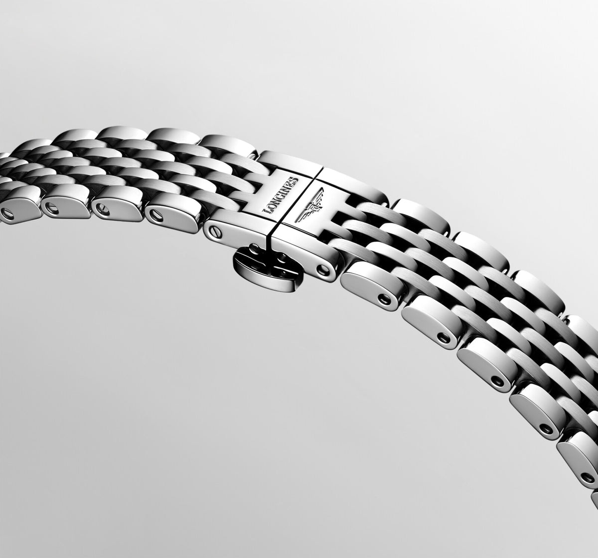 [SIMCHA-OFFICIAL-GALLERY:L4.309.4.19.6:06] Longines Elegant Collection 25.50mm Automatic White matt Dial Stainless Steel Bracelet Watch — official gallery view 6