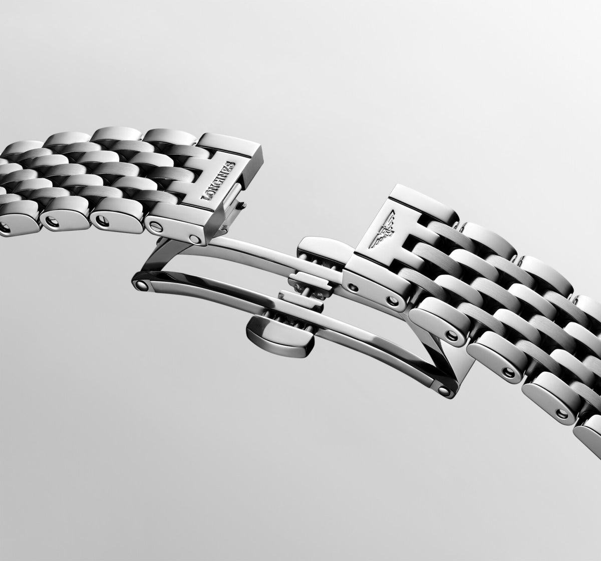 [SIMCHA-OFFICIAL-GALLERY:L4.310.4.79.6:07] Longines Elegant Collection 29.00mm Automatic Striped Silver Dial Stainless Steel Bracelet Watch — official gallery view 7