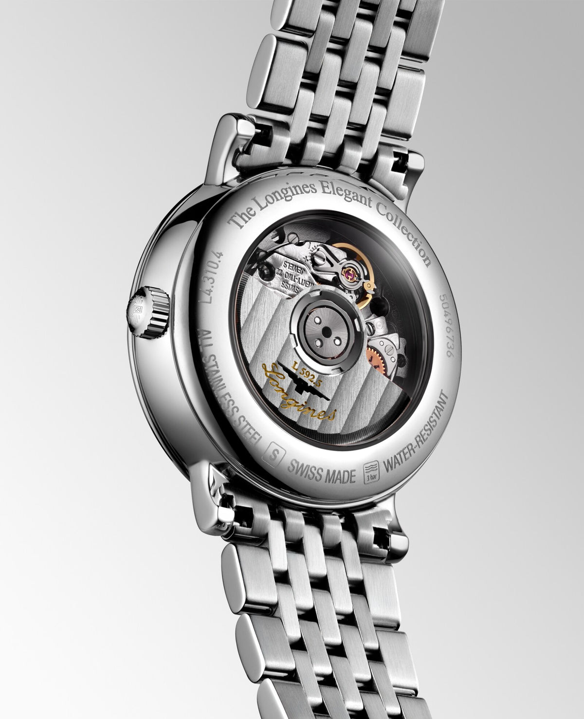 [SIMCHA-OFFICIAL-GALLERY:L4.310.4.80.6:05] Longines Elegant Collection 29.00mm Automatic White mother-of-pearl Dial Stainless Steel Bracelet Watch — official gallery view 5