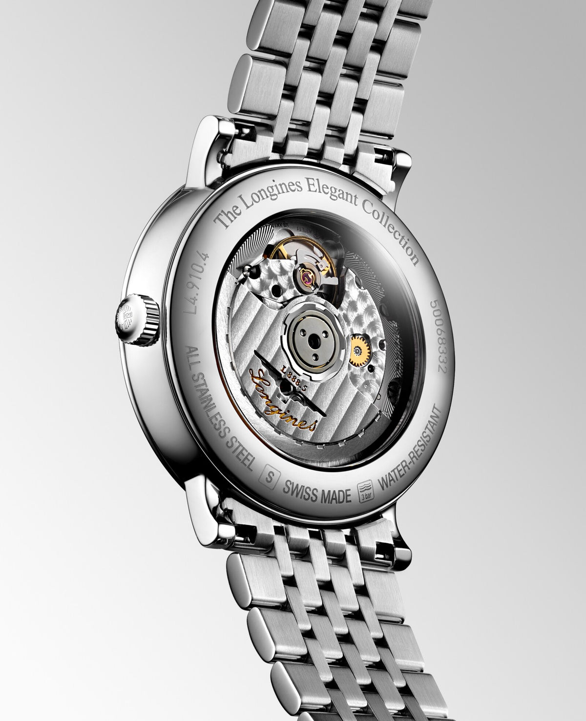 [SIMCHA-OFFICIAL-GALLERY:L4.910.4.19.6:05] Longines Elegant Collection 39.00mm Automatic White matt Dial Stainless Steel Bracelet Watch — official gallery view 5